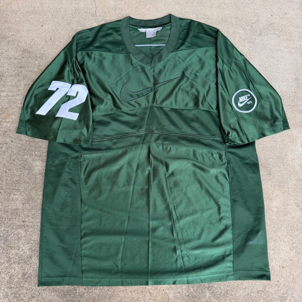 Vintage Nike Mens Green Mesh Football Jersey Embroidered Center Swoosh 72 XL